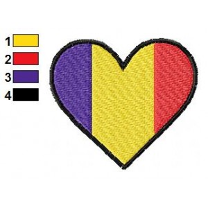 Romania Heart Flag Embroidery Design